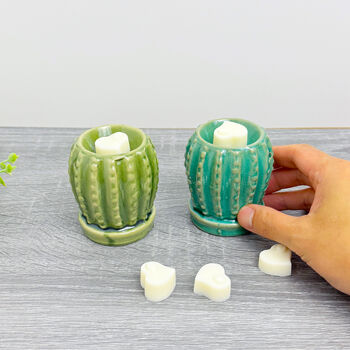 Green Cactus Wax Melt Burner And Wax Melt Gift Set, 8 of 8