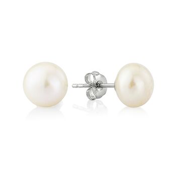 Seville White Pearl Stud Earrings, 7 of 8