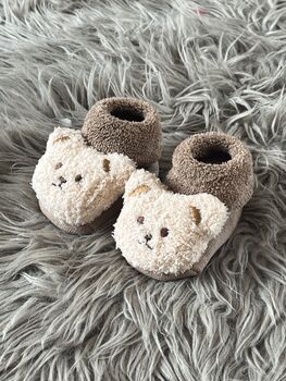 Taupe Teddy Bear Baby Socks, 7 of 9