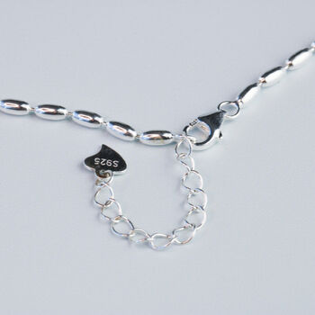 Sterling Silver Oval Bead Chain Necklace, 2 of 4