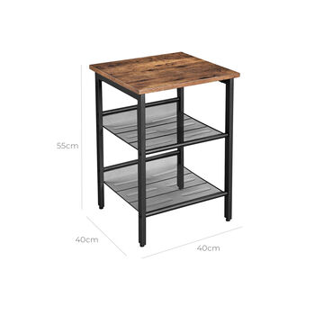 Nightstand Side Table With Two Adjustable Shelves, 4 of 5