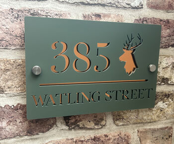 Personalised Stag Design House Acrylic Number Sign, 4 of 11