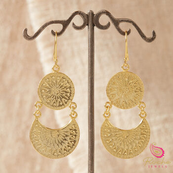 Matt Gold And Silver Plated Detailed Statement Earrings, 7 of 10