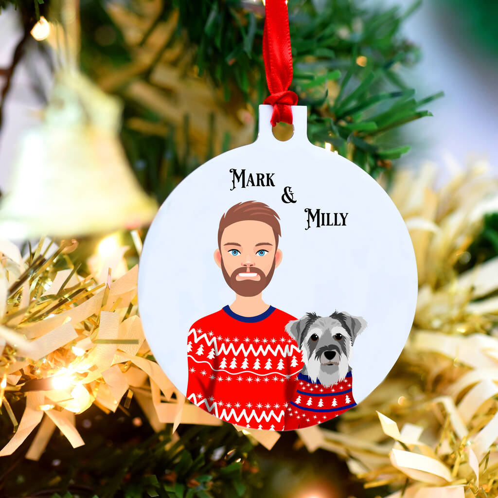 Personalised Dog Dad Christmas Jumper Decoration, 1 of 11
