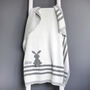 Personalised Bunny Striped Blanket White And Grey, thumbnail 1 of 10