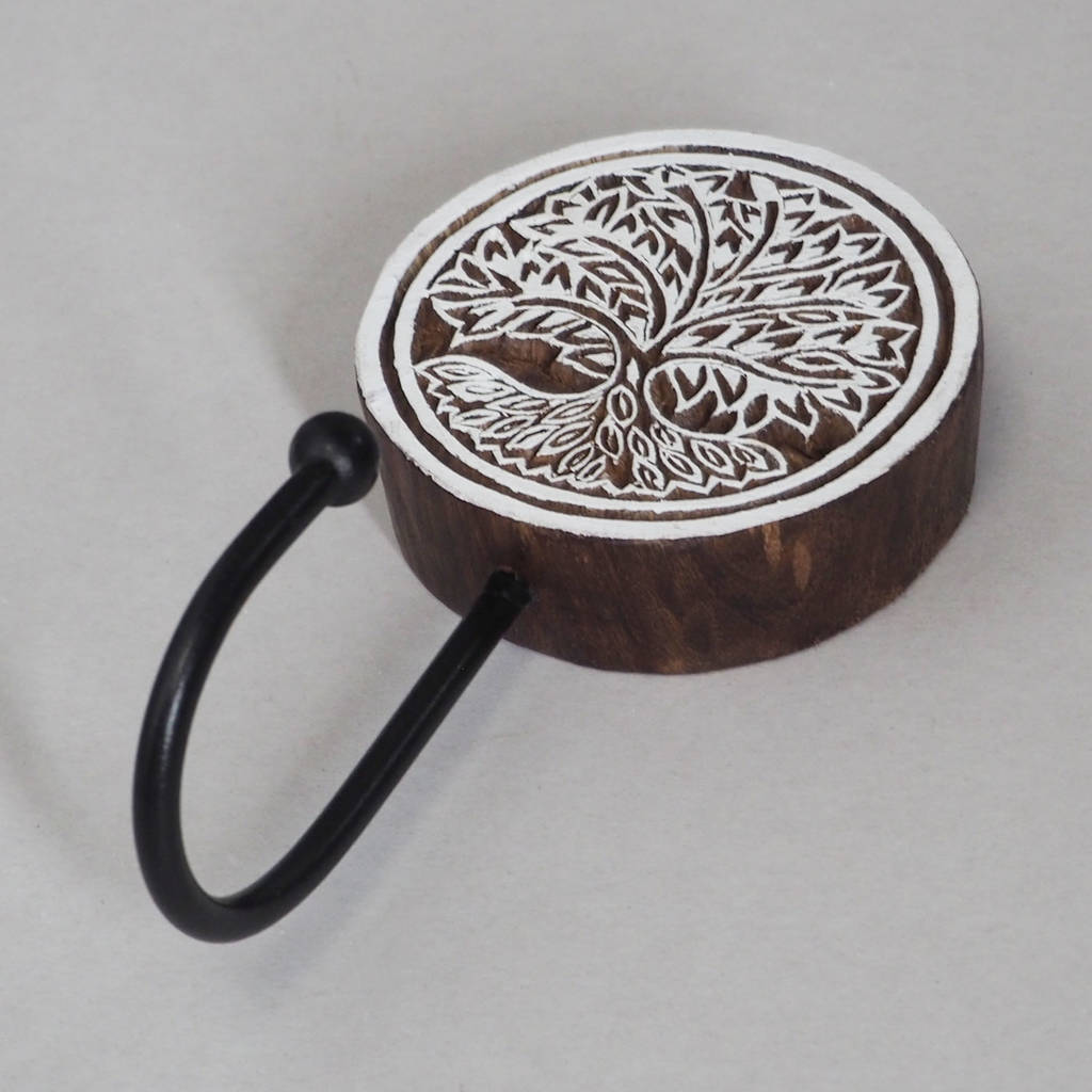 Carved Mango Wood Tree Of Life Wall Hook By Paper High
