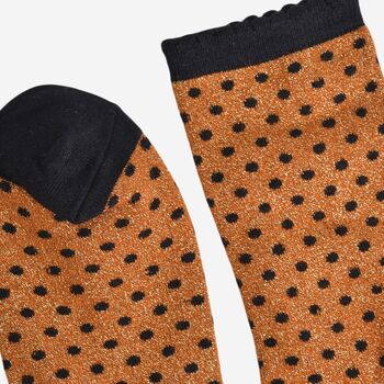 Women's Glitter Socks Pumpkin Small Polka Dots, 4 of 5