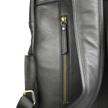 'Kingsley' Men's Leather Laptop Backpack In Black, 5 of 9