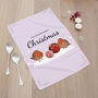 Personalised Robin Baubles Tea Towel, thumbnail 1 of 6