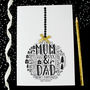 Mum And Dad Christmas Personalised Bauble Card, thumbnail 1 of 3