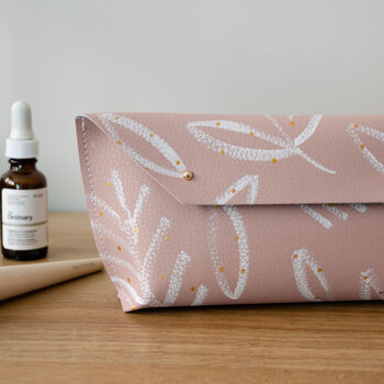 Personalised Botanical Recycled Leather Make Up Bag, 3 of 10