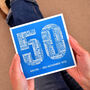 Personalised Name And Date 50th Birthday Card, thumbnail 1 of 3