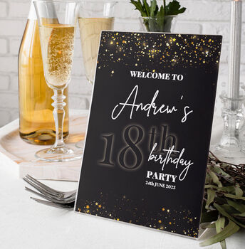 Black And Gold Selfie Frame And Party Welcome Sign, 4 of 5