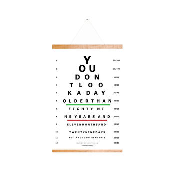 Personalised Milestone 80 Birthday Eye Chart Art Gift, 2 of 3