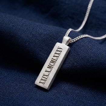 Roman Numerals Silver Ingot Pendant, 2 of 9