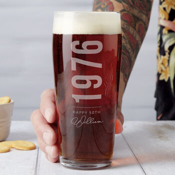 Personalised Birth Year And Name Beer Glass, 3 of 8