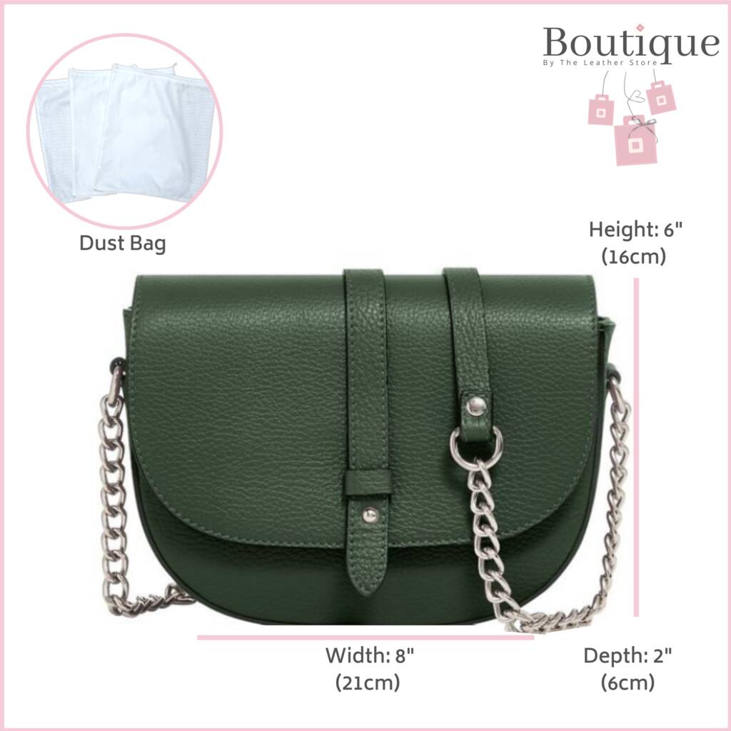 Green Leather Small Cross Body Saddle Bag By The Leather Store