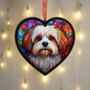 Lhasa Apso Stained Glass Effect Heart Suncatcher, thumbnail 3 of 5