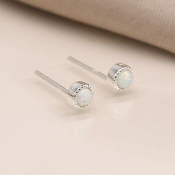 Mini Sterling Silver Opal Stud Earrings, 4 of 6