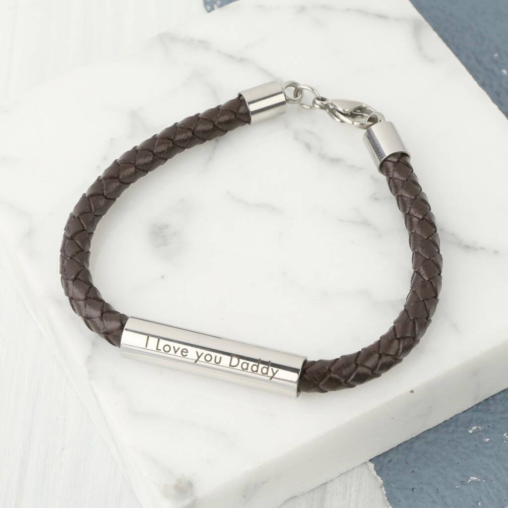 Personalised Men's Leather Tube Bracelet By Lisa Angel ...