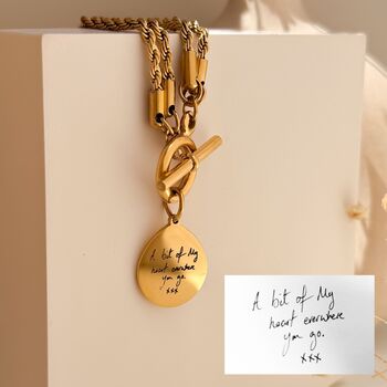Personalised Handwriting T Bar Bracelet With Rope Chain, 5 of 9