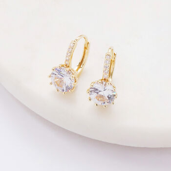Silver Plated Crystal Drop Huggie Statement Earrings, 6 of 6