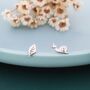 Sterling Silver Mismatched Snail And Leaf Stud Earrings, thumbnail 3 of 12