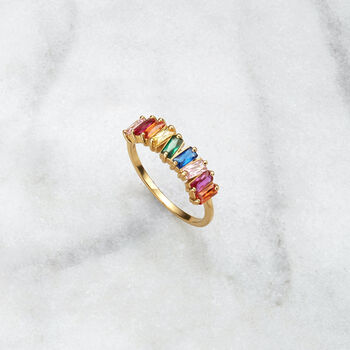 Rainbow Baguette Crystal Ring, 3 of 9