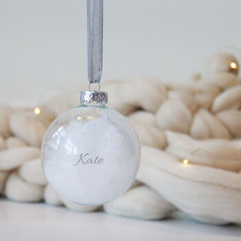 Personalised Glass Memory Feather Bauble, 4 of 6