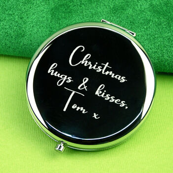 Personalised Christmas Holly Compact Mirror, 2 of 7