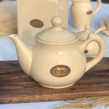 Cream Ceramic Vintage Style Teapot Country Kitchen, 3 of 8