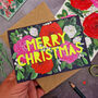 Merry Christmas Neon Floral Papercut Christmas Card, thumbnail 3 of 7