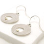 Silver Disc With Gold Ball Detail Hook Earrings, thumbnail 3 of 6