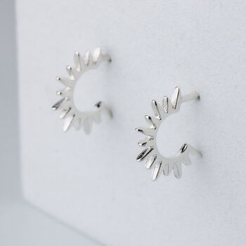 Sterling Silver Spiked Hoop Stud Earrings, 2 of 5