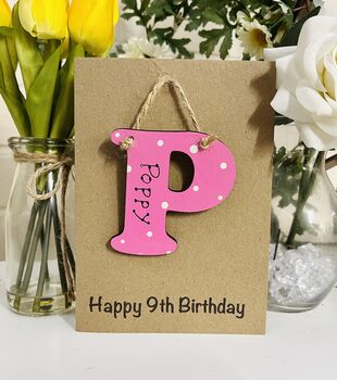 Personalised 9th Letter Birthday Wooden Keepsake Card, 3 of 5