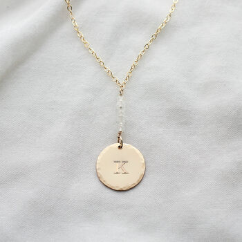 Personalised Monogram Necklace With Moonstones, 3 of 4