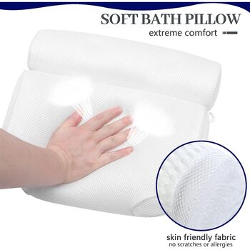 Bath Pillow Cushion Soft Bathtub Pillow Head And Neck, 4 of 9