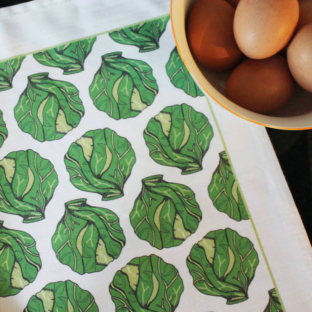 Christmas Brussel Sprout Tea Towel, 1 of 5