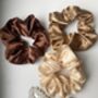 Lina Soft Scrunchie Set Of Three Golden Browns Cream, thumbnail 4 of 4