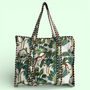 Leopard Print Large Quilted Cotton Tote Bag In White, thumbnail 1 of 9