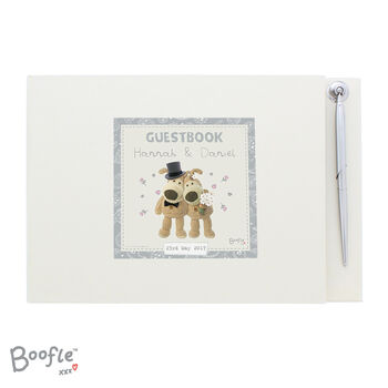 Personalised Boofle Wedding Hardback Guest Book And Pen, 6 of 6