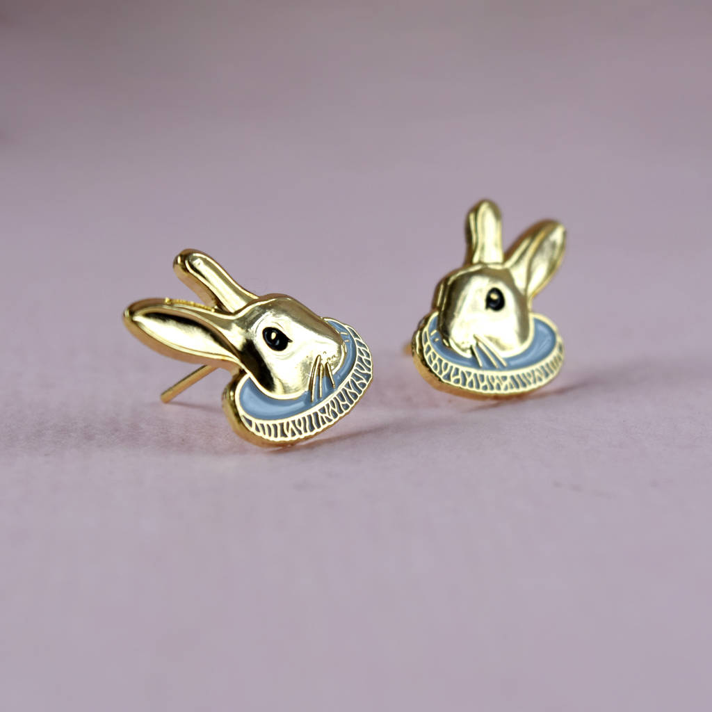 Gold Rabbit Earrings By House Of Wonderland | notonthehighstreet.com
