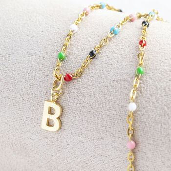 Colourful Beaded Initial Charm Necklace, 11 of 12