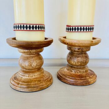 Pair Of Vintage Pillar Candlesticks, 4 of 8