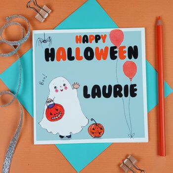 Little Ghost Personalised Halloween Card, 2 of 5