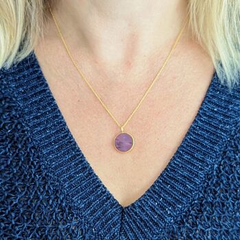 Amethyst February Birthstone Necklace, Gold Plated, 2 of 7