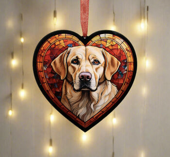 Labrador Stained Glass Effect Heart Suncatcher, 9 of 9