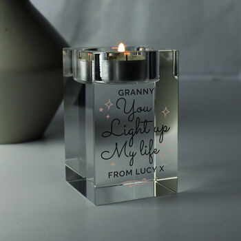 You Light Up My Life Glass Tea Light Holder, 3 of 5