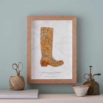 Personalised Map Welly Boot Gardeners Print Gift, 3 of 4