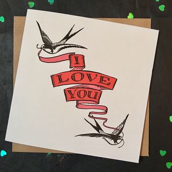 I Love You Valentine's Card With Two Swallows, 3 of 3